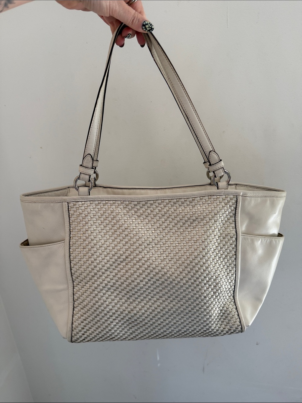 Coach Park Woven Leather Zip Top Tote